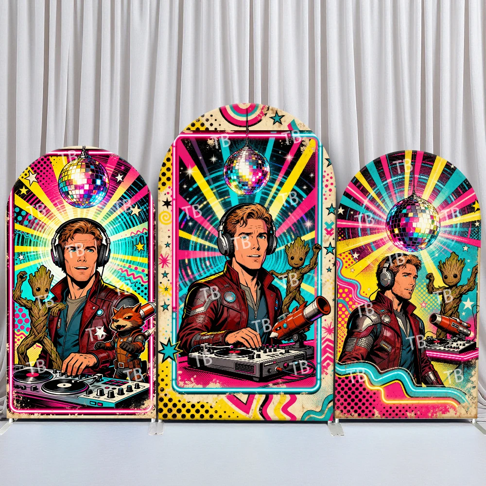 

Guardians of the Galaxy Arch Backdrop Cover Disco Theme Retro Pop Style Birthday & Baby Shower Party Photo Booth Decor Props