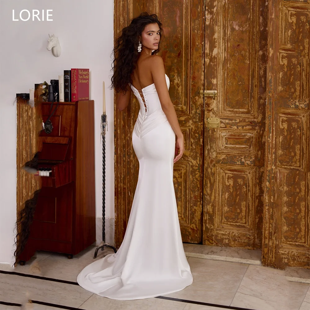 LORIE Classic Mermaid Wedding Dress V Neck One Shoulder Women's Wedding Dresses Lace Up Sleeveless Gown 2026 Customized