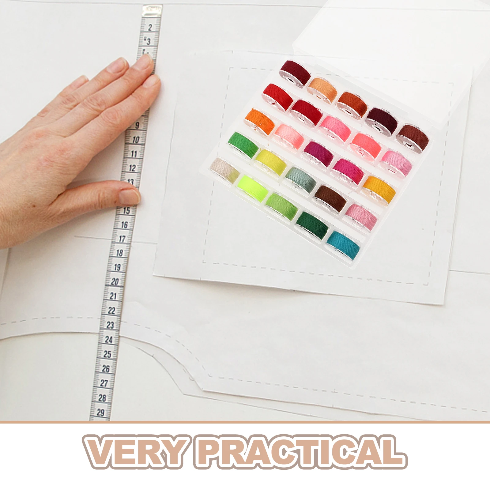 25Pcs Sewing Thread Bobbin Kit Clear Storage Container for Machine Embroidery and Stitching Essentials Organization