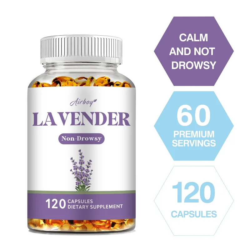 

Lavender Capsules - Relieve Stress and Tension, Soothe The Mind and Body, Promote Sleep, Maintain The Nervous System, Non-GMO