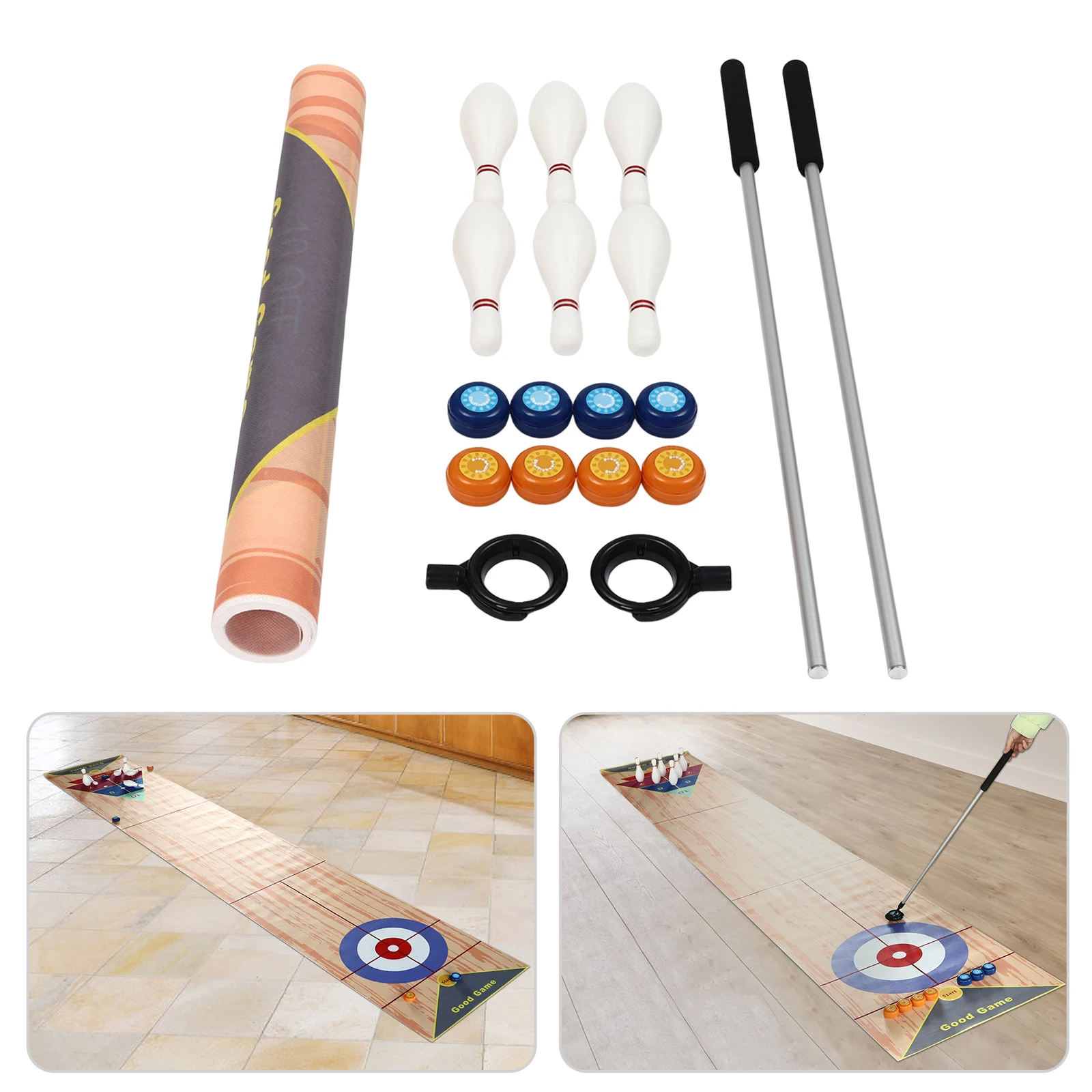 Portable Indoor Shuffleboard Game, 3-in-1 Table Curling Game, Bowling Shuffleboard Table Set for Home Party Gift