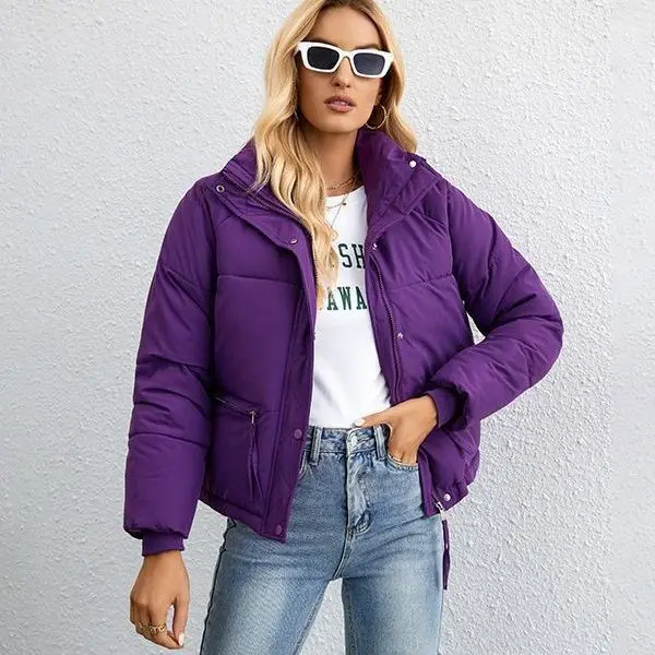 Parkas grossas de algodão com zíper feminino, jaquetas casuais, moda, casacos de inverno, 2023