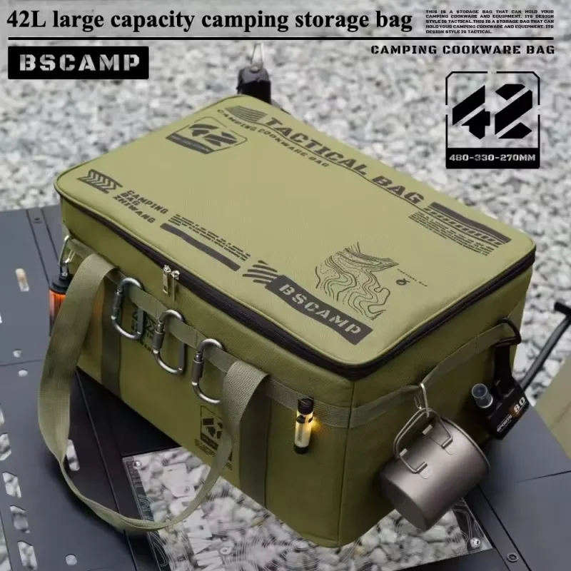 

42L Tactical Camping Storage Bag Insulated Folding Box Waterproof Picnic Tableware Field Equipment Outdoor Gear Organizer