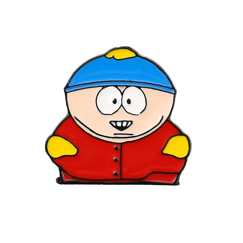 Cartoon TV Movie Cartman Figure Badges Lapel Pins for Backpacks Metal Enamel Cute Badge Clothes Jewelry Clothing Accessories