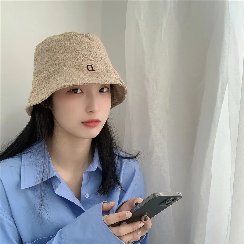 Texture~Texture Bell-Shaped Bucket Hat Women's Japanese Spring and Summer Thin Face-Covering Fisherman Hat