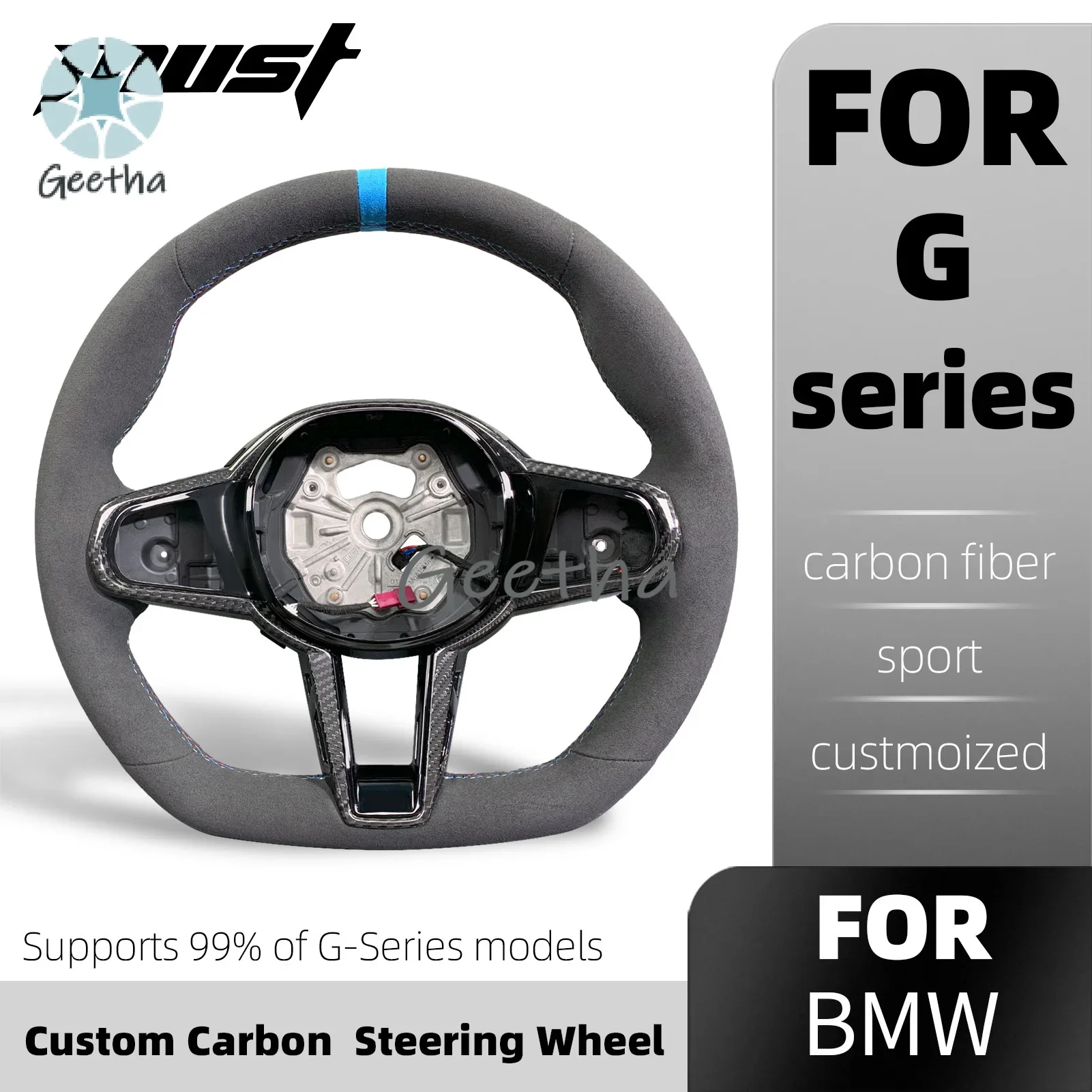 

For BMW Customized Alcantara Carbon Fiber Steering Wheel G Series G20 G29 G22 G26 G30 G31 G01 G02 G05 G06 G14 G15 G80 2018-2022