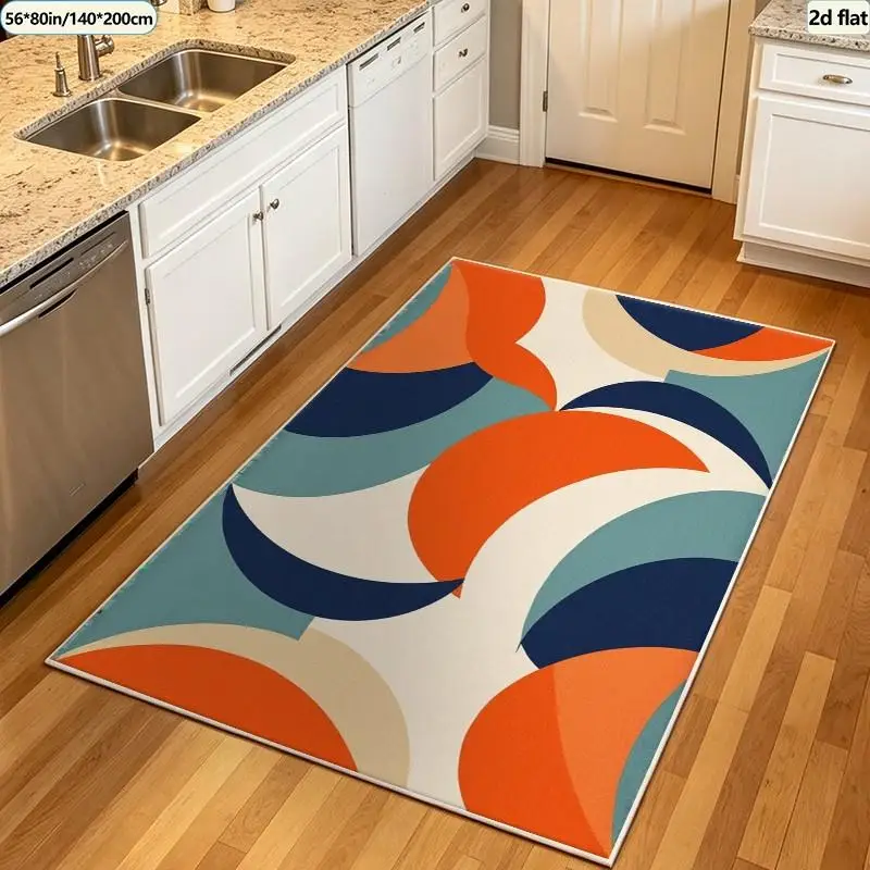 1 Piece of Vintage Geometric Arc-Patterned Carpet, Soft and Comfortable, Suitable for All Seasons, Lightweight and Easy to Care For, Home Decor, Living Room Decor, Bedroom Decor, Hallway Decor, Suitable for Autumn and Winter.