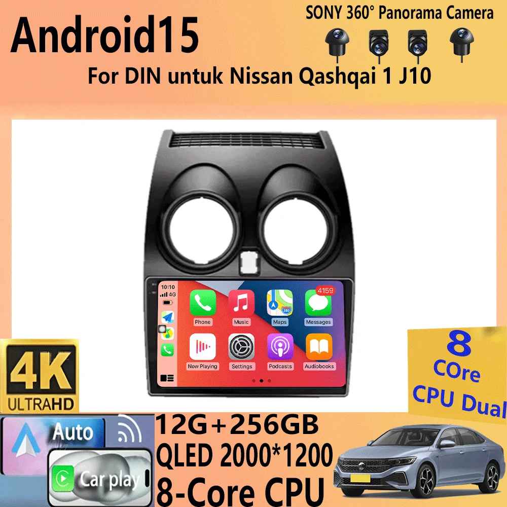 

Android 15 2 DIN untuk Nissan Qashqai 1 J10 2006-2014 Radio Mobil Navigasi Pemutar Multimedia DVD Carplay Stereo Speaker Unit Ke