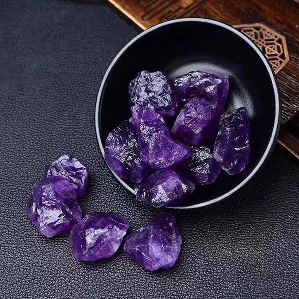 Natural deep amethyst raw quartz mineral crystal specimen deep purple mineral room water tank decoration ornamental stone