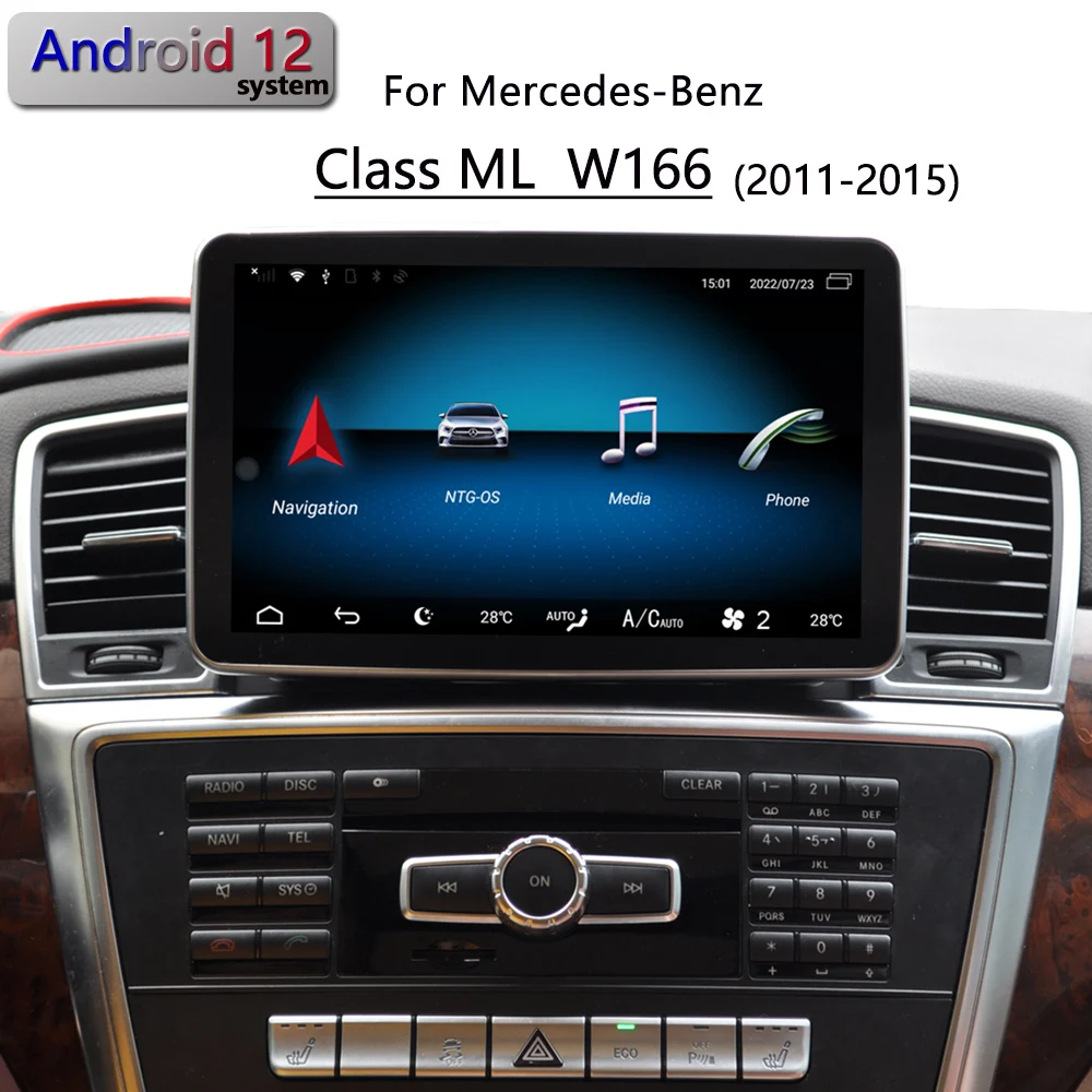 

For Mercedes Benz Class ML W166 GL X166 GL500 Android 12 Car GPS Navigation CarPlay Apple 2011 2015 DVD Multimedia Playe Screen