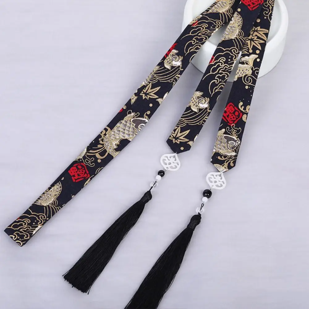 Embroidery Chinese Style Hair Band Horse Face Skirt Ornament Crane New Year Headwear Tassel Fringed Hair Rope