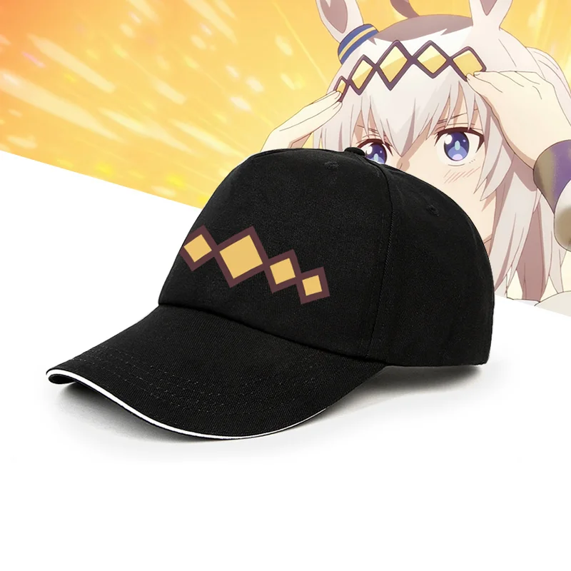 Anime Uma Musume Cenicienta gris Oguri gorra hombres mujeres gorra de béisbol Cosplay dibujos animados negro blanco sombrero para el sol verano viaje diario Topee