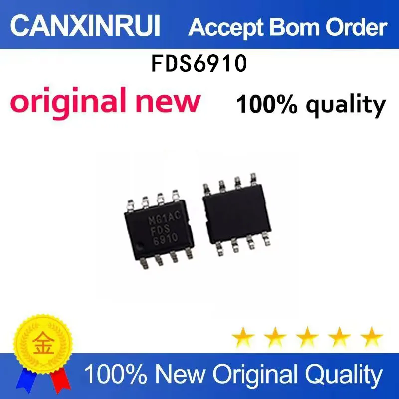 (5-100 Pieces) New FDS6910 MOSFET Field Effect Transistor/Bidirectional Transistor SOP8 30V 7.5A 6910