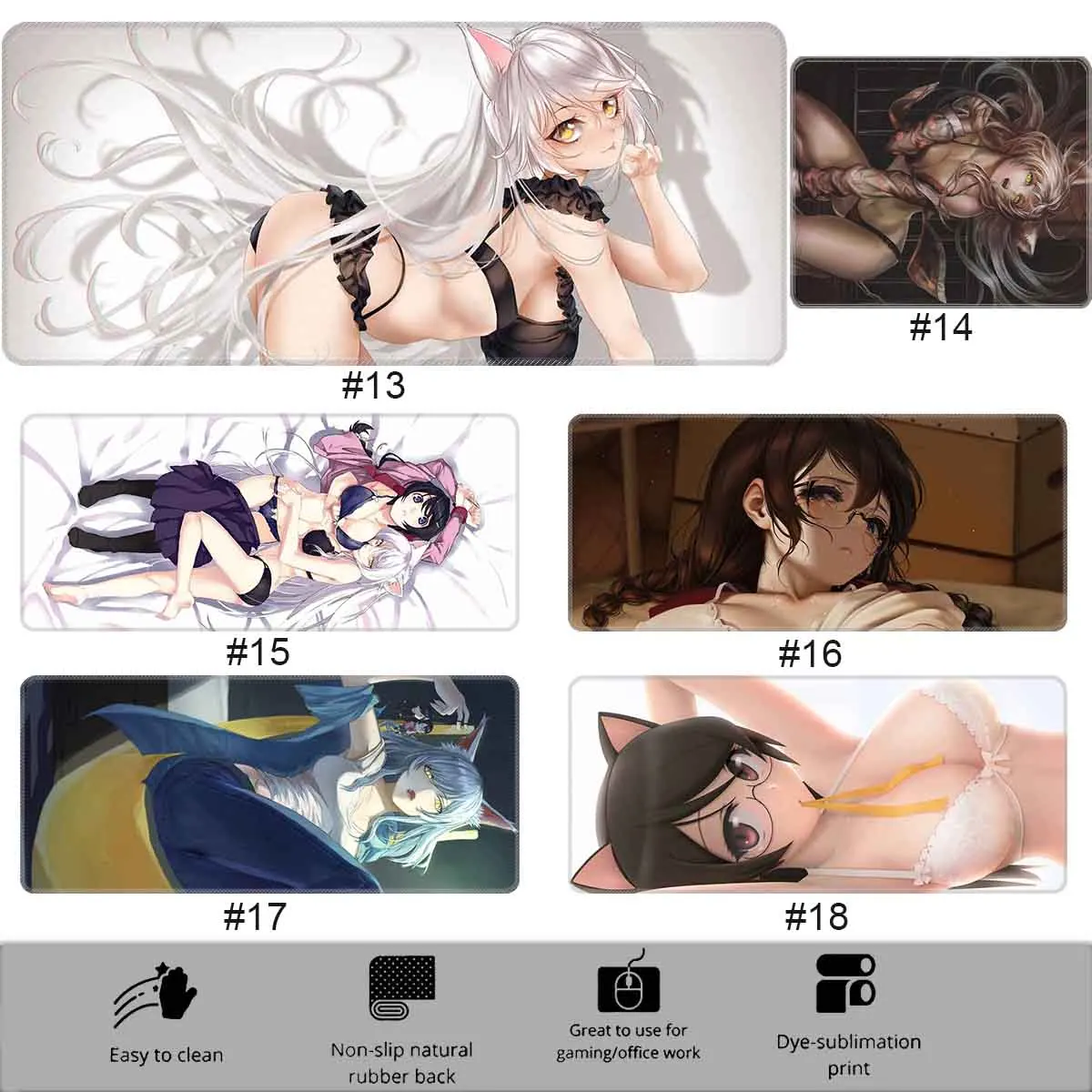 Overwatch Tsubasa Hanekawa Mouse Pad Sexy Anime Girls Large M_Monogatari Mousepad Cute Pad Non-Slip Keyboard Mat Large Mouse Mat