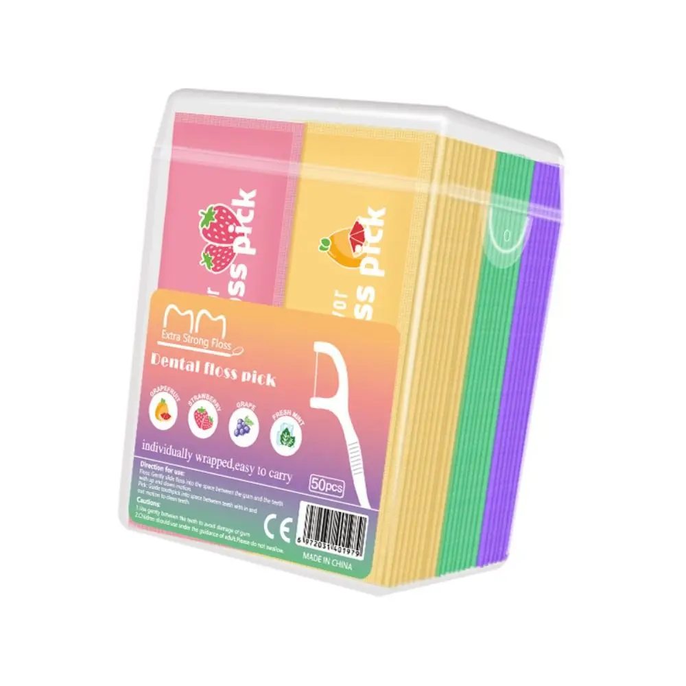 30Pcs Hygienic Colorful Teeth Cleaner Fruity Portable Fruit-flavored Floss Disposable Individually Wrapped Toothpick Men