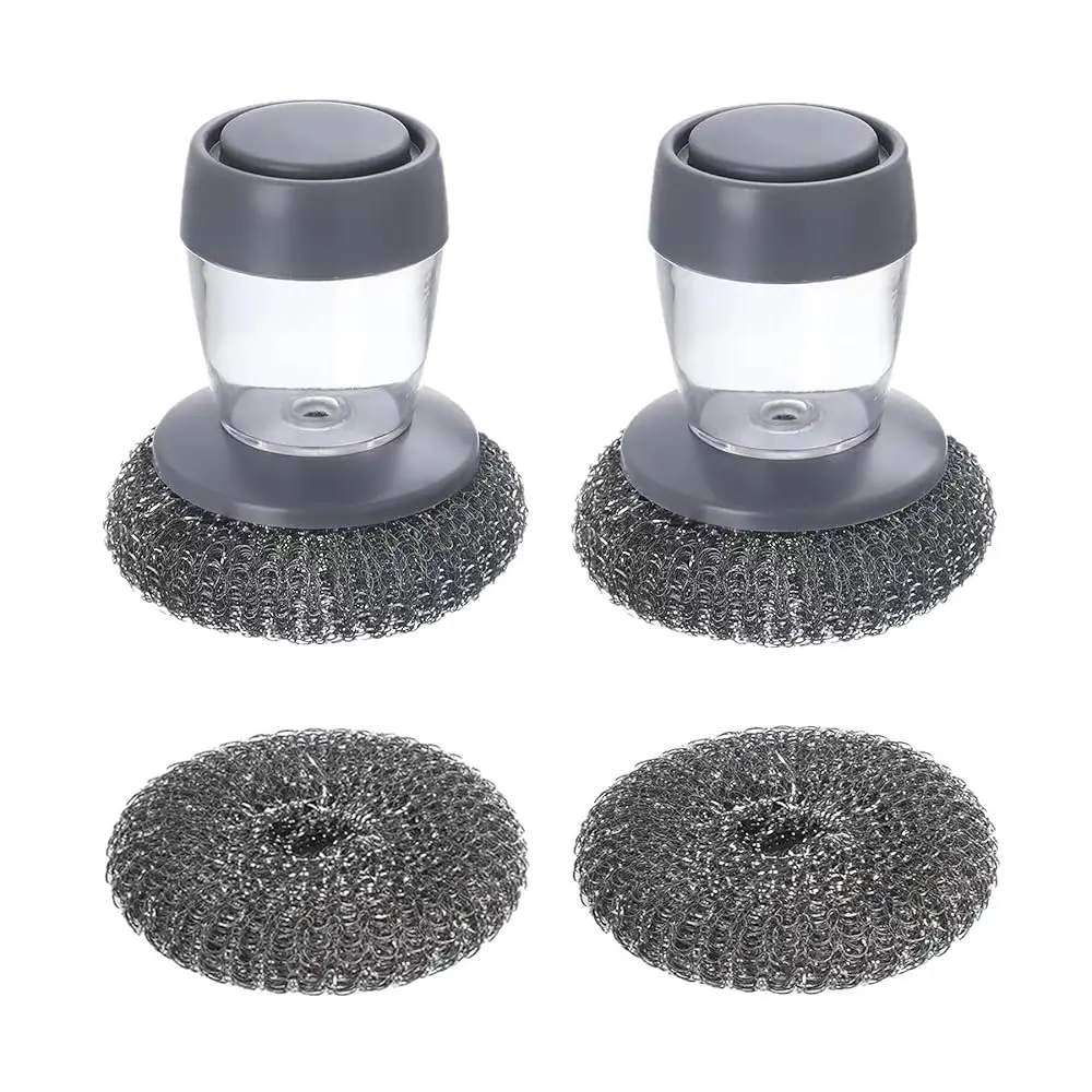 

Мочалка из стальной ваты с дозатором мыла для мытья посуды, кастрюль, плит, кухонной утвари, из нержавеющей стали, для интенсивной очистки