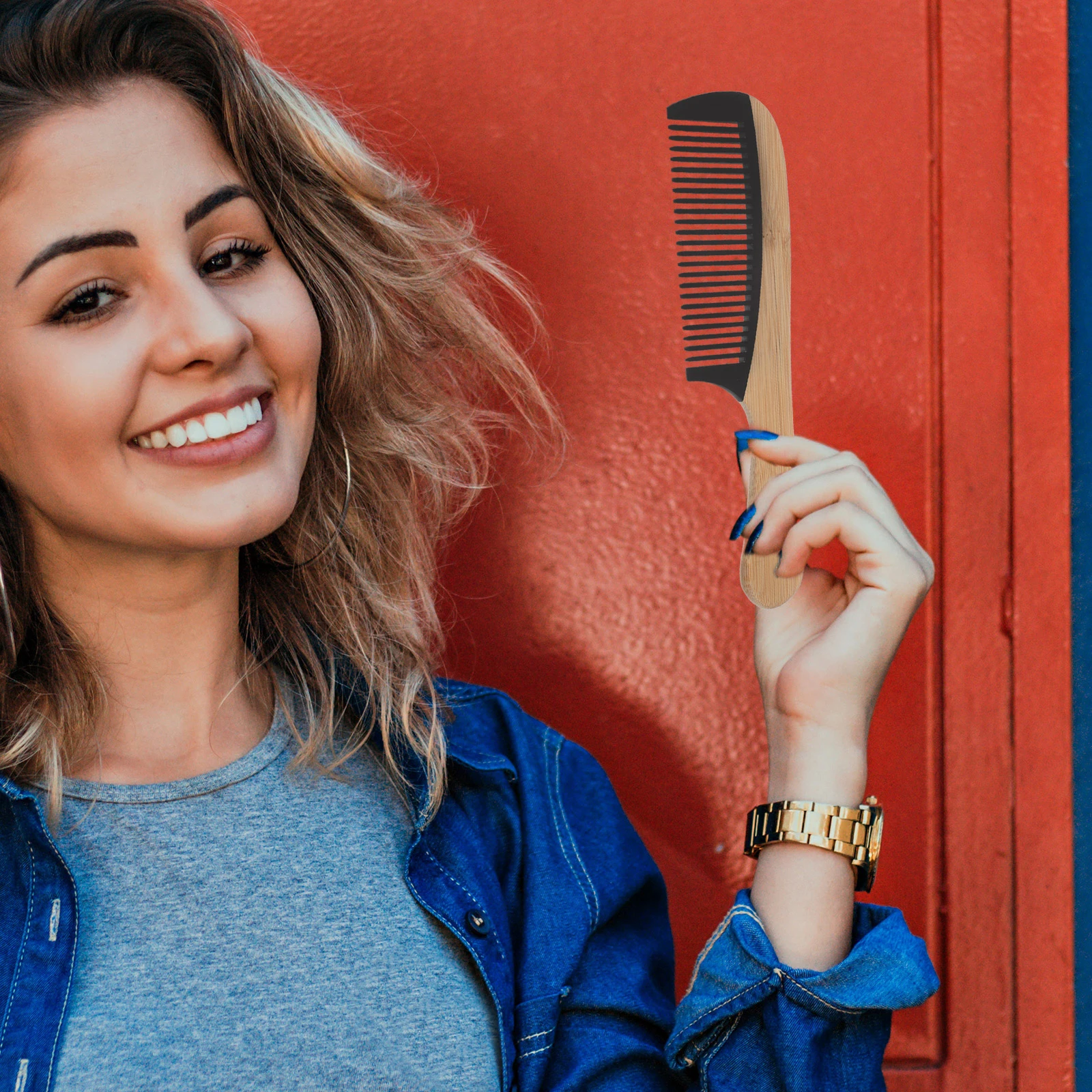 

Wooden Flat Comb for All Hair Types Smooth Wide Tooth Design Detangling and Scalp Massage Anti Frizz Natural Wood Comb for Daily