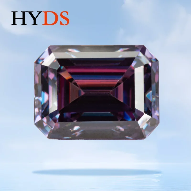 

Moissanite Imperial Purple Color VVS1 Emerald Cut for Gemstone DIY Charms Jewelry Making Necklace Materials with GRA Certificate