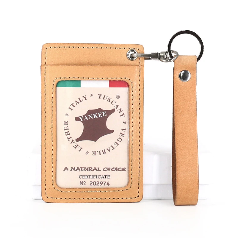 Vegetable tanned leather Top layer leather Card sleeve Retro keychain card bag ID card,Bus card Key chain