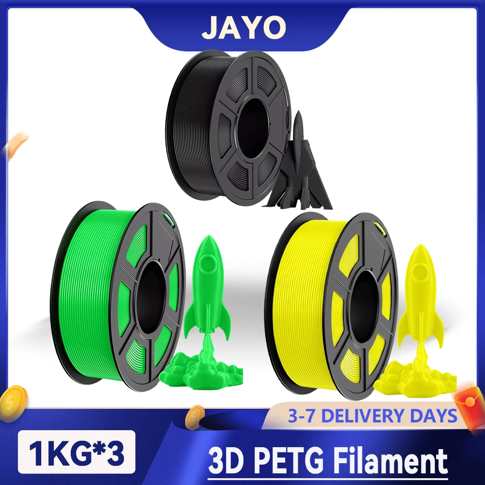 

JAYO 3 рулона 3D PETG-нить 1,75 мм +/-0,02 мм нить для принтера PETG аккуратно намотанный материал для 3D-печати для 3D-принтера Bambu FDM
