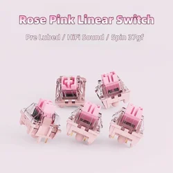 Rose Pink Switch Linear Switches 5pin Pre Lubed Mechanical Keyboard Switches HiFi Sound Hot-Swap 37gf for Custom Keyboard DIY