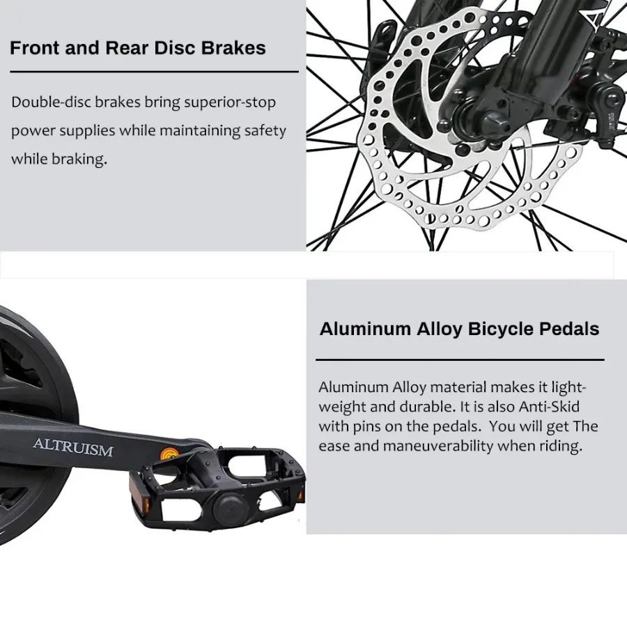 ALTRUISM H6 دراجة جبلية ذات تعليق كامل مقاس 26 بوصة - 21 سرعة Shimano MTB مع فرامل قرصية مزدوجة وإطار فولاذي للبالغين #4