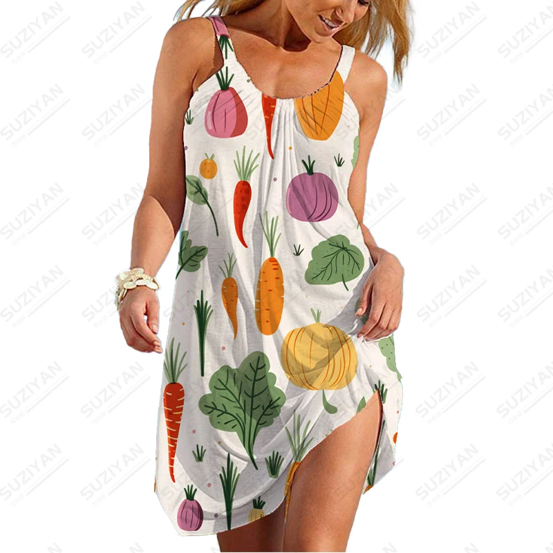 Creative Vegetable 3D Printing Dress Women's Street Popular Regular Dresses Loose Casual Dress Summer Fashion New Dress