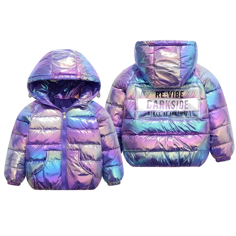 1-6Yrs Kids Boys Girls Down Cotton-Padded Jackets Autumn Winter Letter Print Sports Outwear Children Winter Warm Colorful Coat