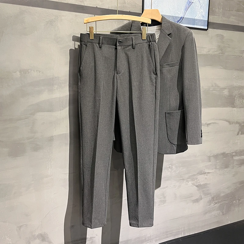 2024 Herfst/Winter Pak Heren Slim Fit Zakelijke Jurk Casual Kleine Voeten Luxe Veelzijdige Mode Drop Feel Broek