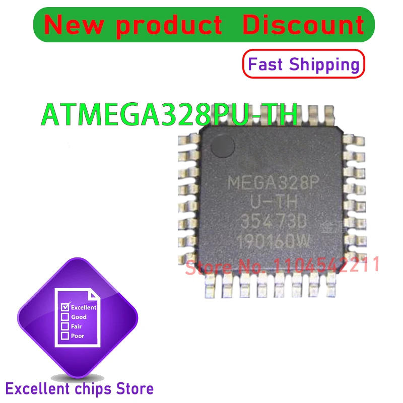 100% New Original ATMEGA328P-AUR ATMEGA328P-AU ATMEGA328PU-TH ATMEGA328P TQFP-32 Microcontroller Chip  1~30PCS