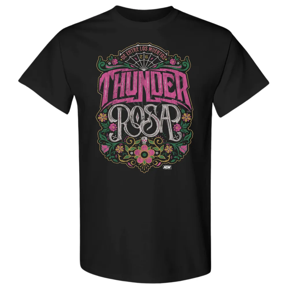 THUNDER ROSA - DE ENTRE LOS MUERTOS. AEW Official T-Shirt  High Quality 100%Cotton Short Sleeve