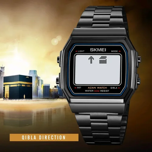 Imagen 2 del producto SKMEI 2113 Relojes de pulsera digitales islámicos Hijri con alarma de brújula Azan de oración para hombre, nueva pantalla de luz trasera, cronómetro, relojes deportivos