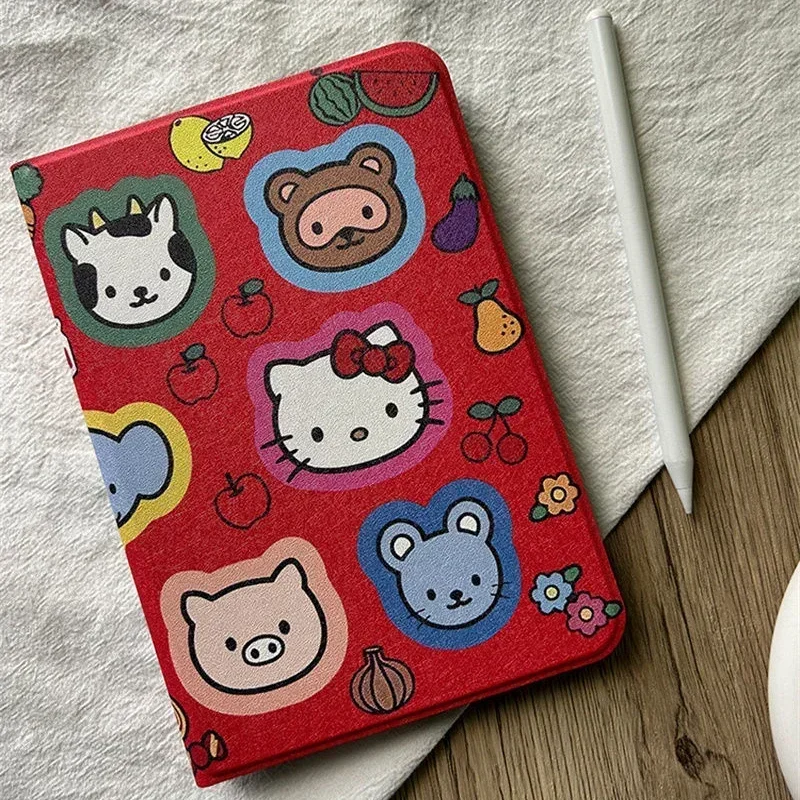 Sanrio Hello Kitty Ipad Red Case My Melody Cartoon ipad 2021 Protective Case 10.2 pro11 Rotating Leather MINI6 Air6 Drop-proof