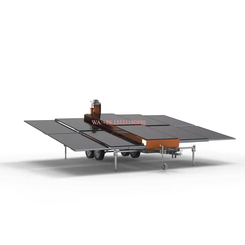 wmwmnu Mobile Solar Light Tower Trailer with 10 Panel PV Array MPPT Battery Storage for Remote Work Sites Mining