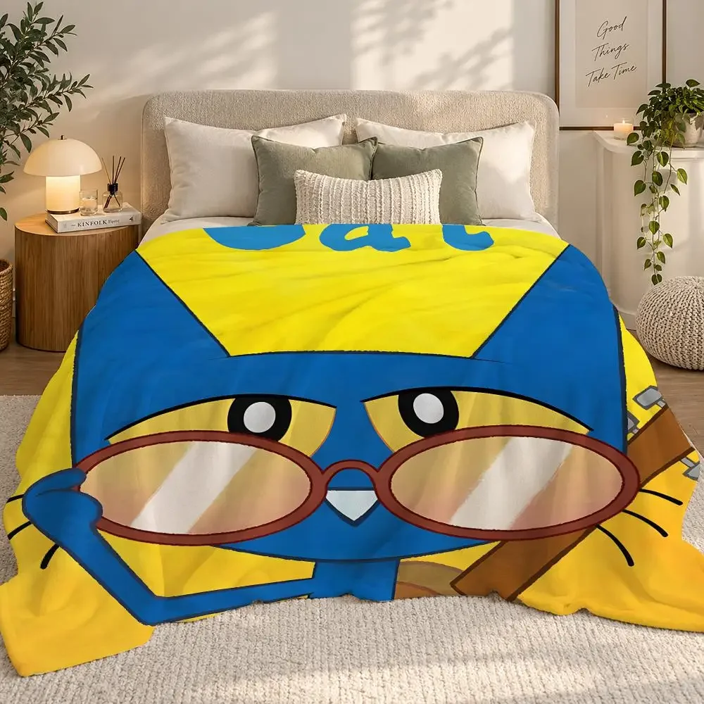 Pete the Cat Throw 240g flannel blanket, suitable for sofas, beds, offices, exquisite gift blankets