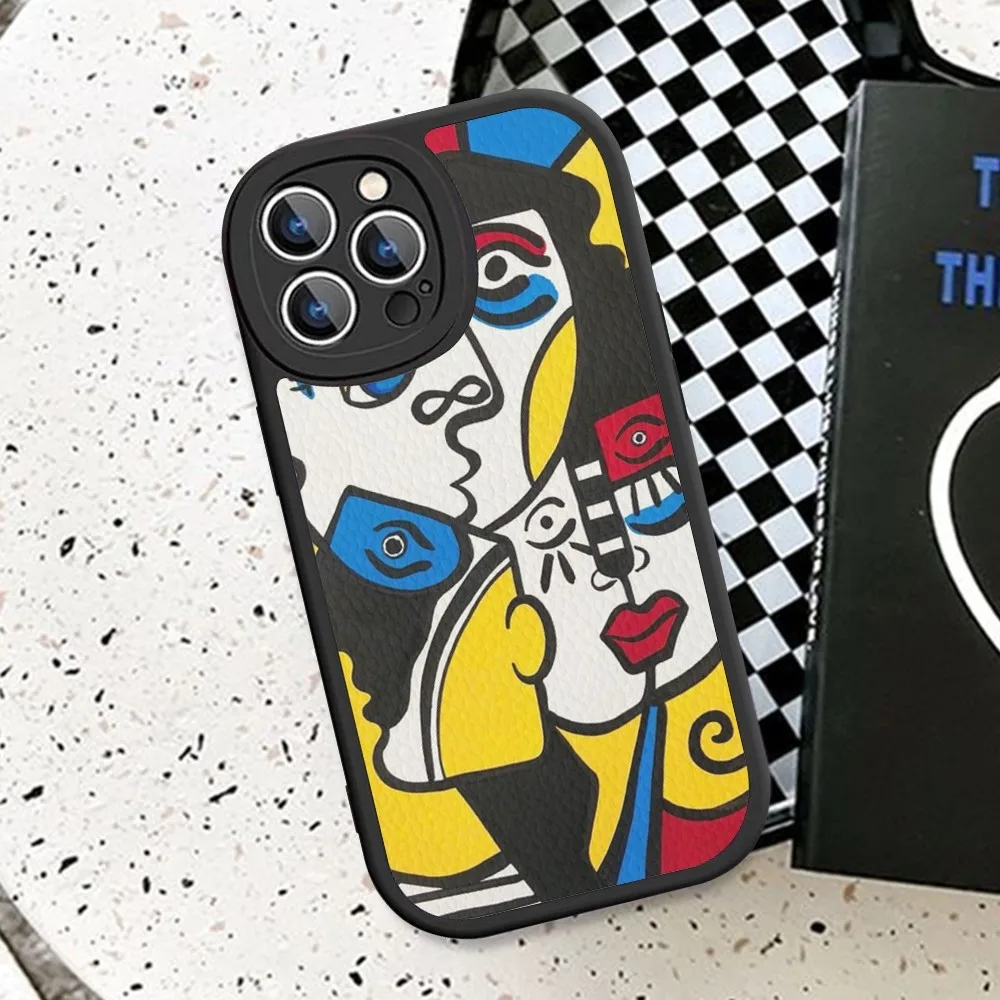 Abstract Vintage Painting Pablo Picasso Phone Case Hard Leather For IPhone 16 15 14 13 12 Mini 11 14 Pro Max Xs X Xr 7 8 Plus