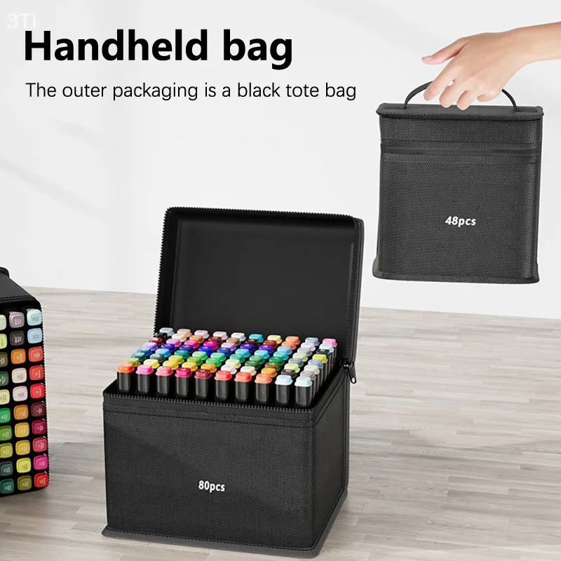 12/24/30/36/40/48/60/80/100/120/168 قطعة مجموعة أقلام تلوين فرشاة أقلام للطلاب المزدوج تلميح علامات تعتمد على الزيت لطلاب الفن