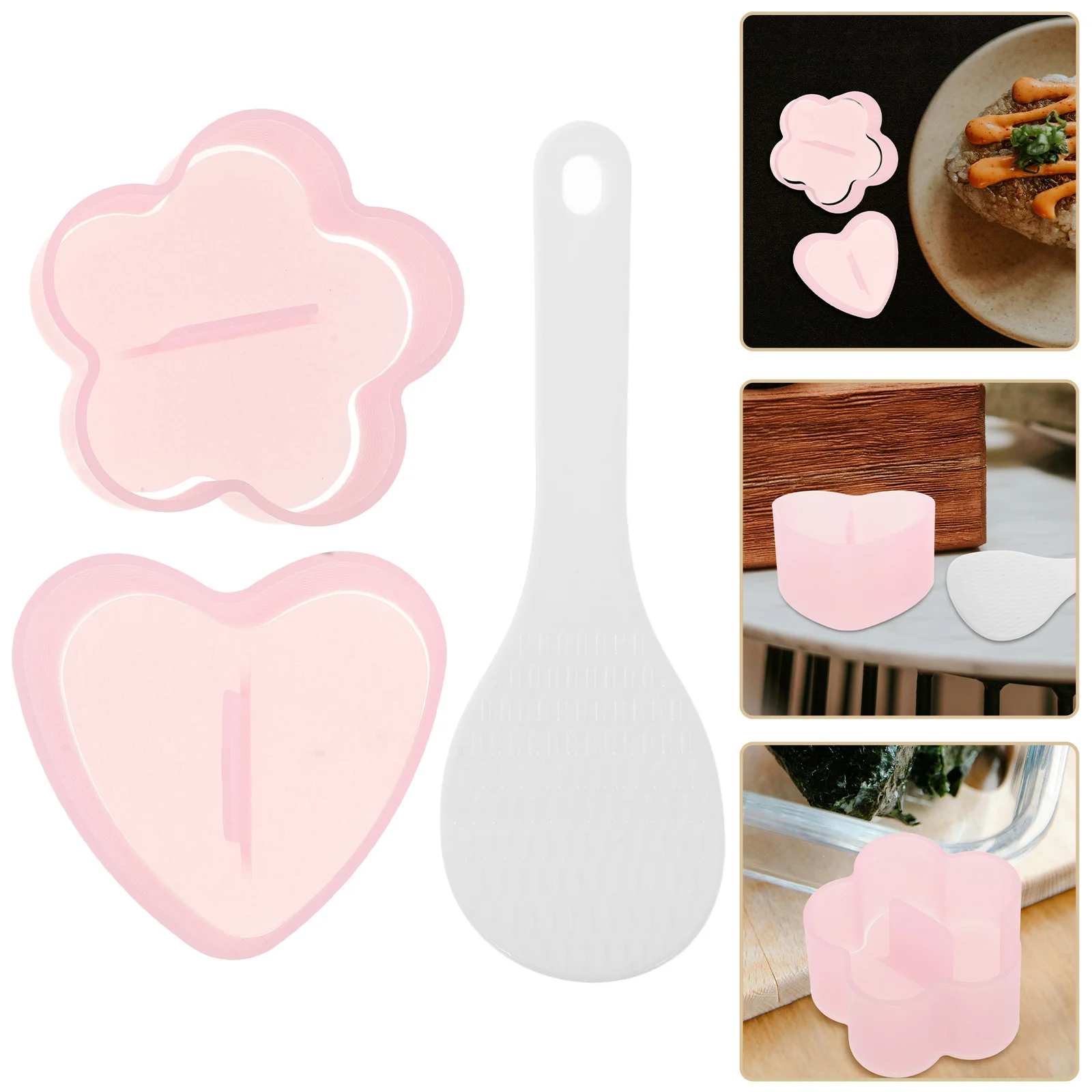 

1 Set Maker Onigiri Set Making Kit Plastic Sushi Mold Diy Ball Making Tool Heart Plum Blossom Shape Kitchen Utensils Small Rice