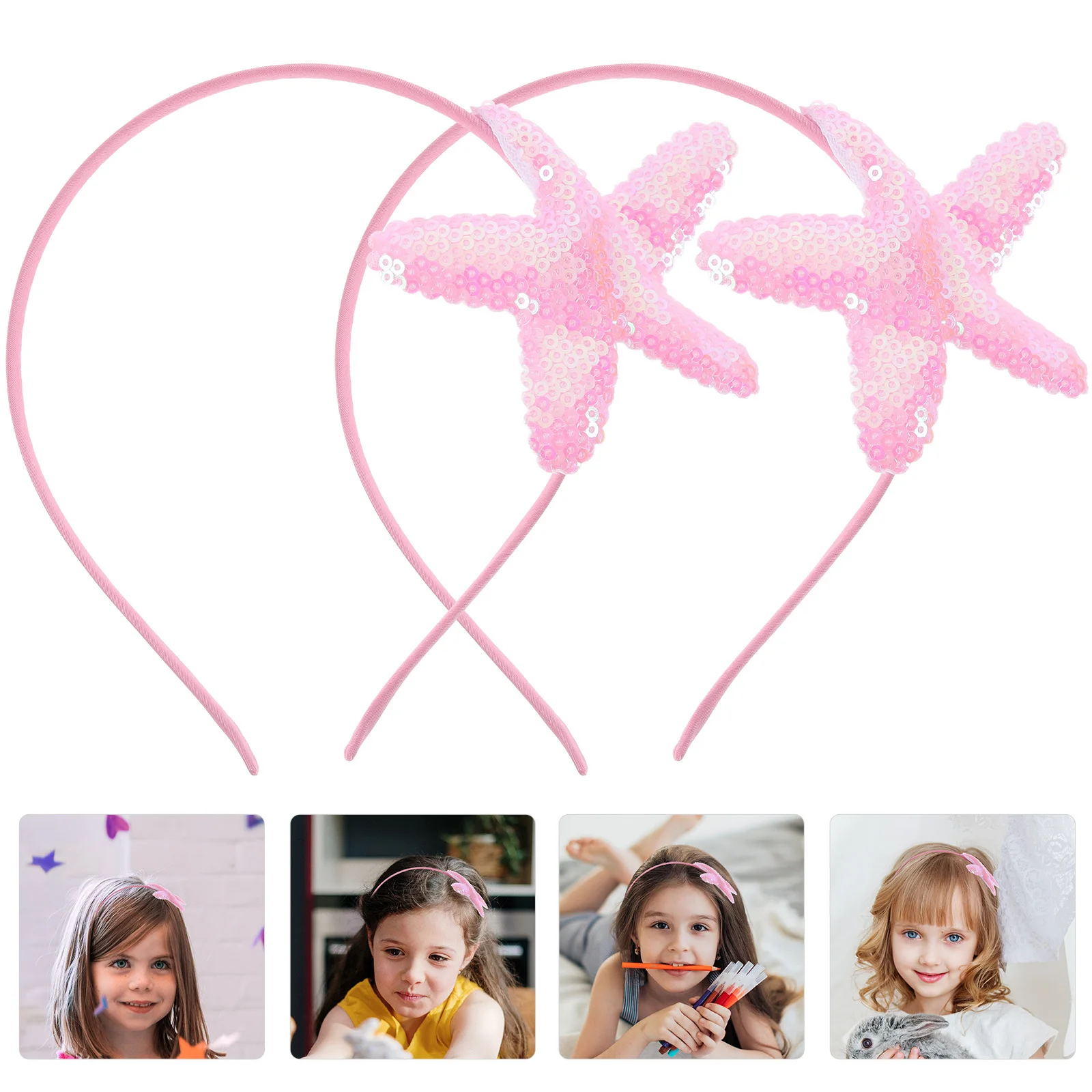2 قطعة عقال نجمة البحر الاطفال الترتر هيرباند بريق الشعر التبعي حفلة طفل فتاة هيرباند الأطفال عقال الزخرفية