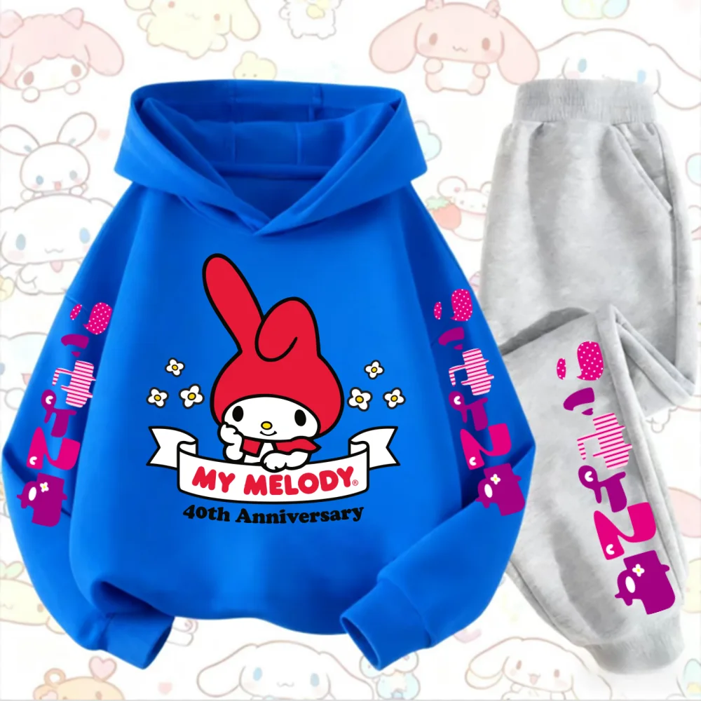 ميلودي كارتون الأطفال مقنعين البلوز + السراويل قطعتين مجموعة صبي فتاة الخريف الشتاء اليومية في الهواء الطلق عطلة الدافئة لينة ملابس رياضية