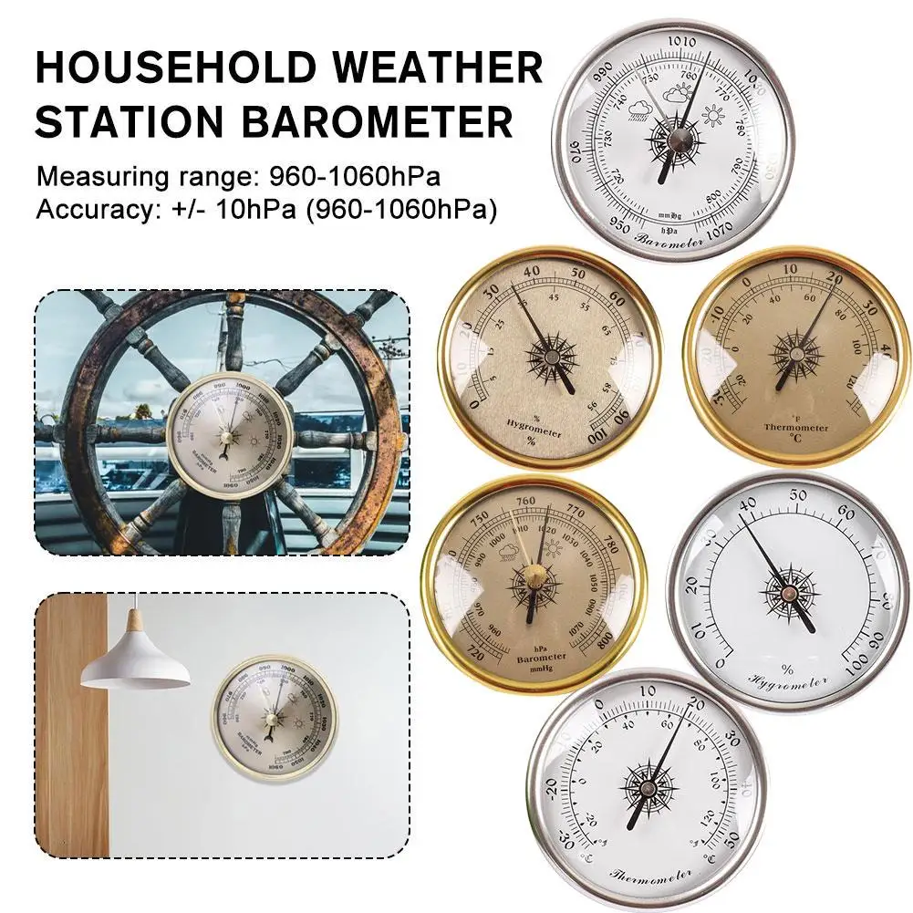 2024 New 72mm Barometer Temperature And Humidity Gauge Monitor Indoor Thermometer With Humidity For Home Wall Room Incubato H5Q7