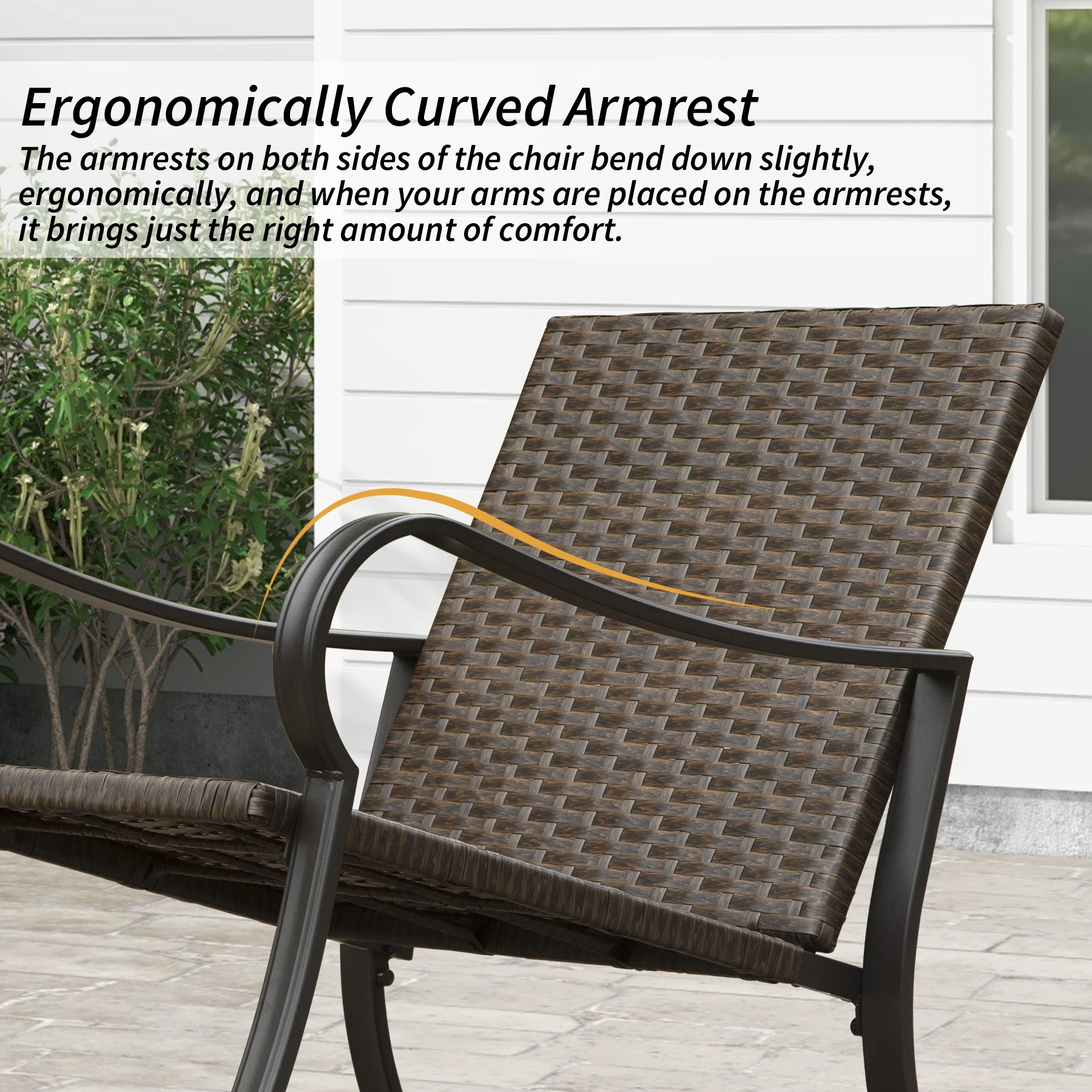 ！@Modern Brown Aluminum Garden Rocking Chair Comfortable Outdoor Sectional Sofa Furniture Set for Living Room Park Courtyard