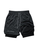 Summer high-quality 2-in-1 double-layer tight running shorts with printed gym workout shorts for training and jogging