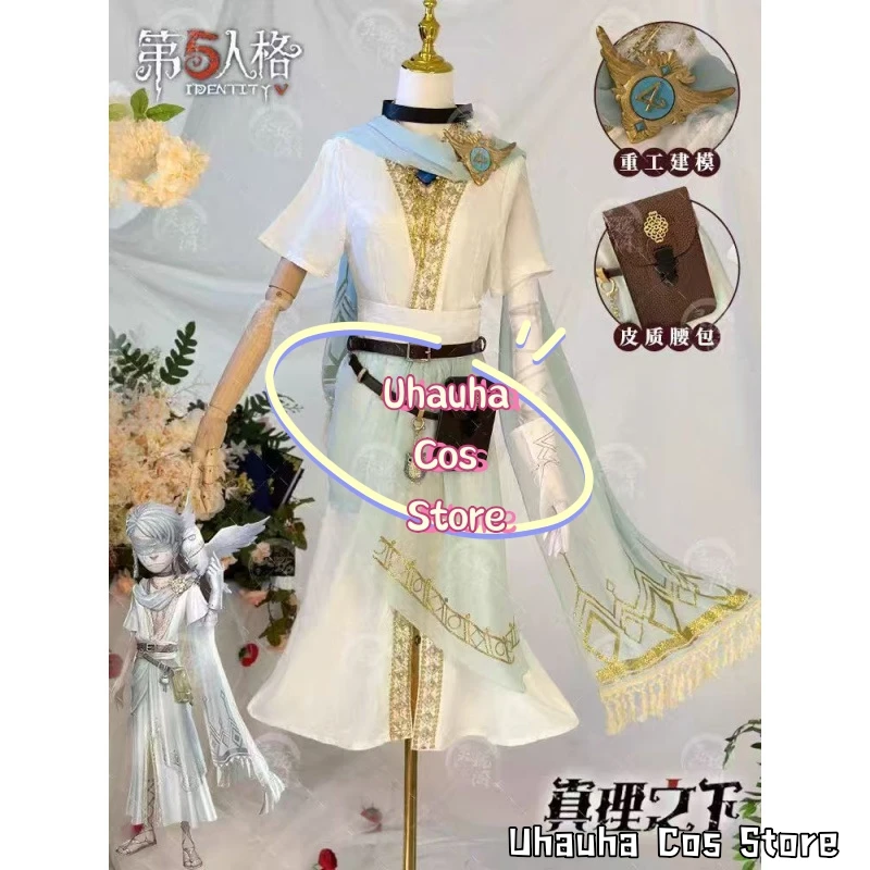Seer Cosplay Spiel Identität V Kostüm Mittelalter Retro Weiß Wunderschöne Kampfuniform Anime Party Rolle Outfits Perücke Schuh Requisite Anzüge