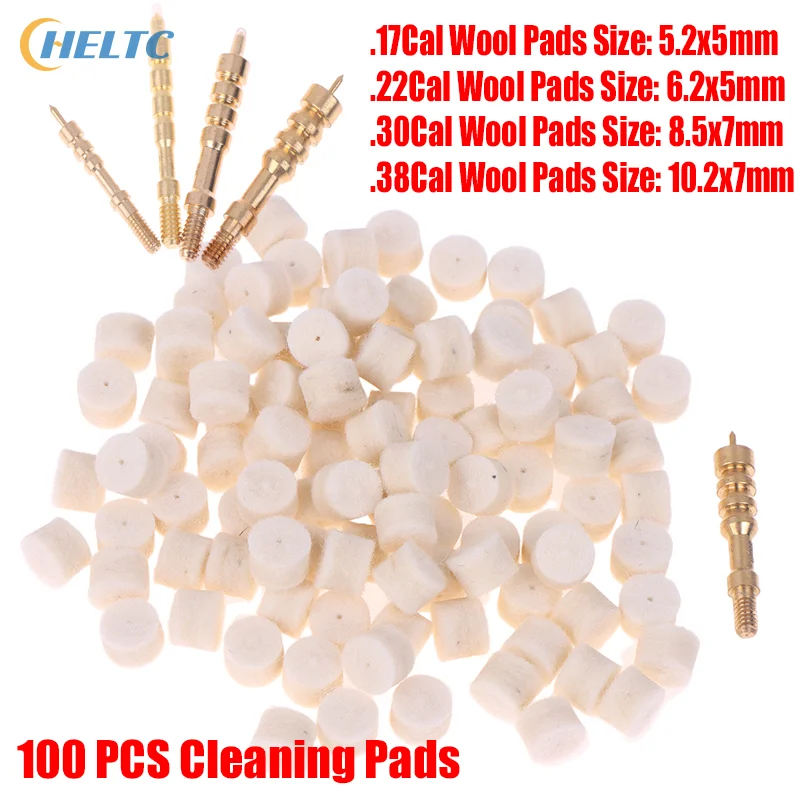 100Pcs 17/22/30/38Cal Wool Felt Polishing Pad Without Hole Bore Mop Brush Barrel Cleaning Tool Replacement Chamber Cleaning Pad