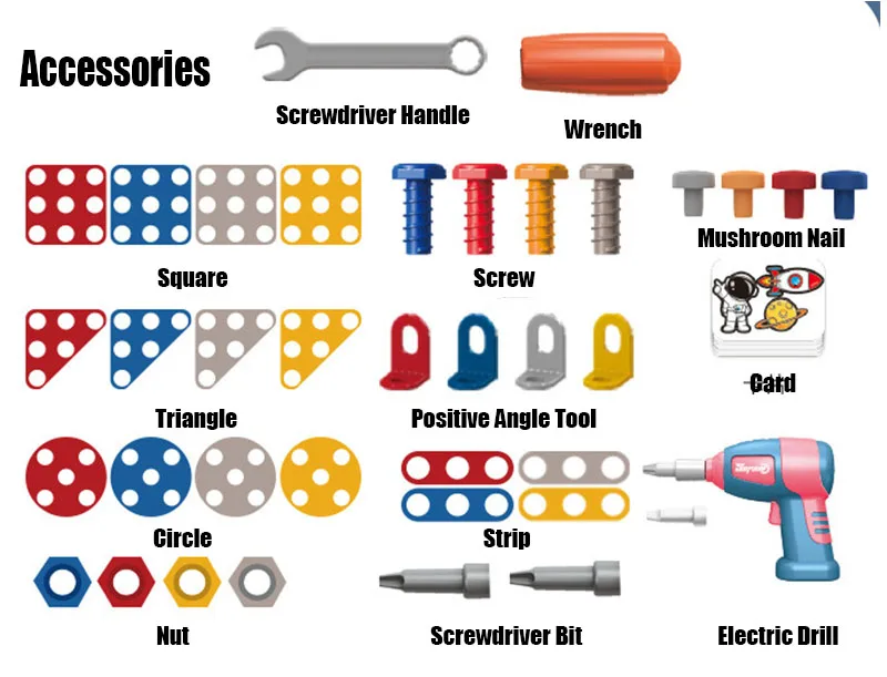 Children Toys Tools Set Electric Drill Screw Nut 3D Puzzle Toys Pretend Play Dinosaur Drilling Assembly Educational Toys for Kid