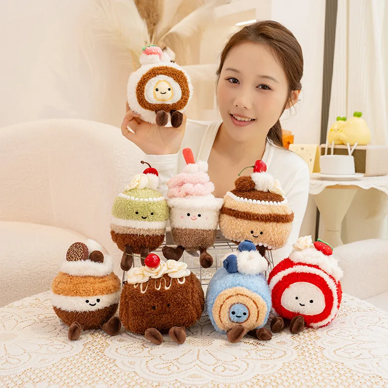 Dessert Plush Doll 8 Styles Cake Cupcake Macaron Pudding Ice Cream Soft Food Plush Kawaii Collectible for Sweet Treat Lovers