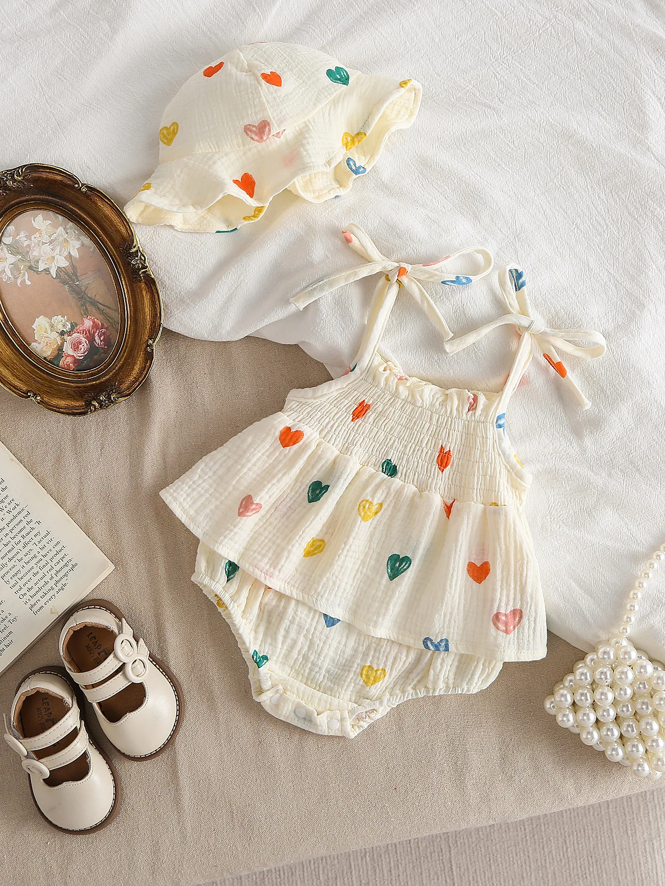Summer Camisole Bay Bodysuit Newborn Princess One Piece Infant Sleeveless Onesie Cute Crawling Outfit for Full Moon 100 Day
