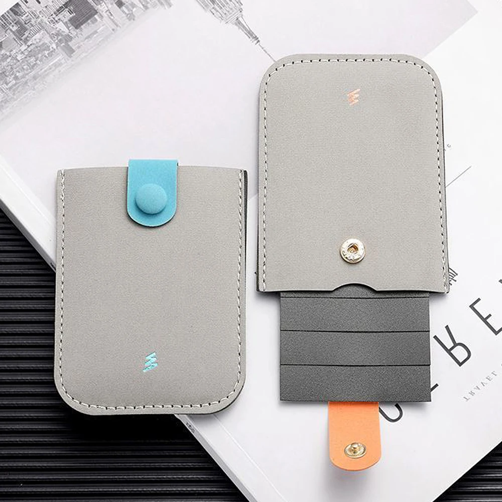 Ultra-thin Pull-out Card Holder Women Men Bank Card Case Holder Portable Certificate Bag PU Mini Wallet Business Cards Bag