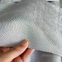 Silver Fish Scale Pattern Cowhide Leather, Can Be Used for Making Leather Bags,Hanging Decorations, Wallet Materials, DIY, 1.4mm